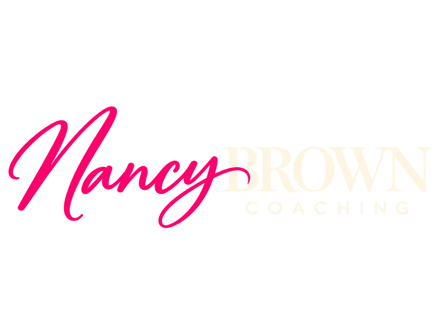Nancy Brown Coaching light logo with pink script and ivory lettering.